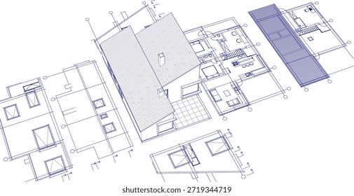 Plan de arquitectura de la casa ilustración 3D	