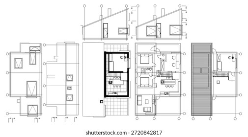 Plan de arquitectura de la casa ilustración 3D	