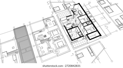 Plan de arquitectura de la casa ilustración 3D	