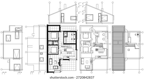 house architecture plan 3d illustration	