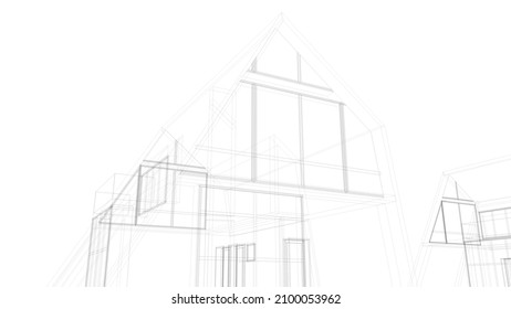 House architecture sketch vector 3d illustration
