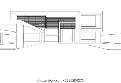 House architecture vector 3d drawing 
