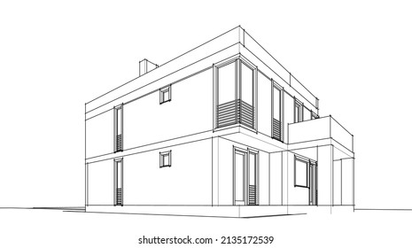 house architecture vector 3d illustration