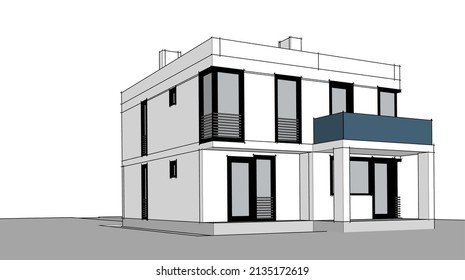 ilustración 3d de la arquitectura de la casa