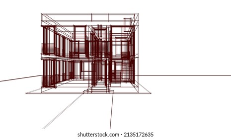 house architecture vector 3d illustration