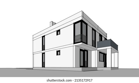 ilustración 3d de la arquitectura de la casa