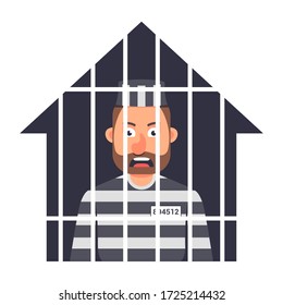 house arrest of the criminal. court decision. flat vector illustration.