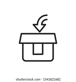 house arrow delivery icon vector illustration thick line