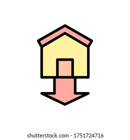 house arrow down icon. Simple color with outline vector elements of bankruptcy icons for ui and ux, website or mobile application