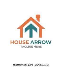 House Arrow , flat minimalist logo vector design in background color white