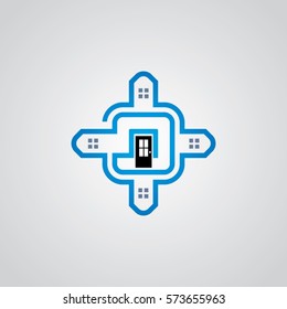 house with arrow icon logo make apartment