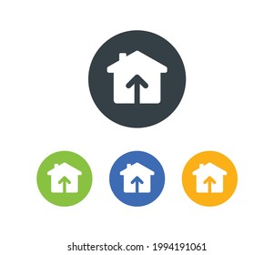 House with arrow up icon sign. Vector illustration