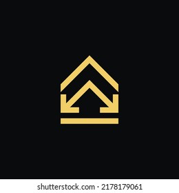 House Arrow Logo. Modern Real Estate Logo. Property Direction Logo