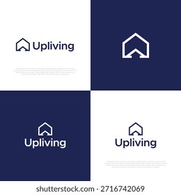 House and Up arrow logo template design