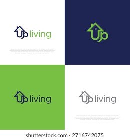 Casa e seta para cima modelo de logotipo design