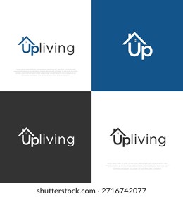 Diseño de Plantilla de logotipo de House and Up arrow