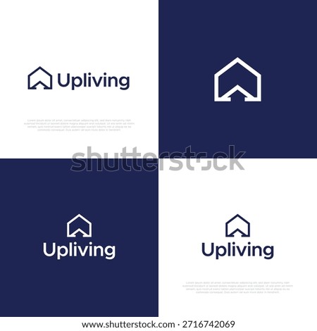 House and Up arrow logo template design