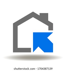 House Arrow Smart Technology Logo. Modern Build Integration IOT AI DATA Tech Icon Vector. Modernization Update Upgrade Home Service Real Estate Illustartion.