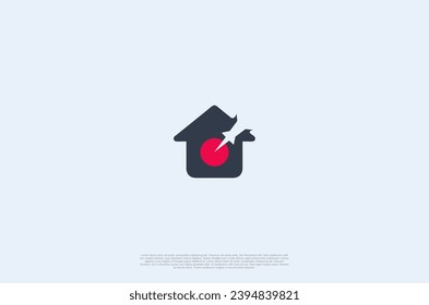 Haus und Pfeil Ziellogo. Für Logos für Immobilien, Bauwesen, Architektur und Gebäude geeignet. Vorlagenelement entwerfen.