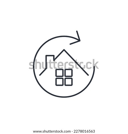 House and arrow update. Home improvements. Vector linear icon isolated on white background.