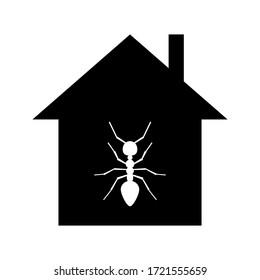 House attacked by ants or termites, minimalist flat vector illustration icon, symbol for insect damage
