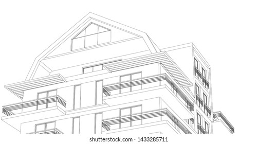 
house with attic 3d illustration