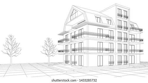 
house with attic 3d illustration
