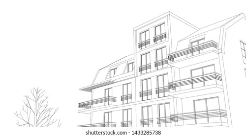 
house with attic 3d illustration
