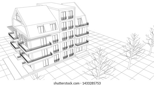 
house with attic 3d illustration