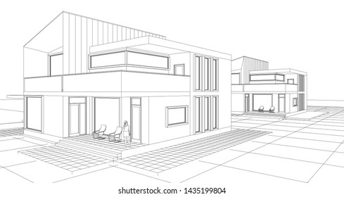 
house with attic 3d illustration