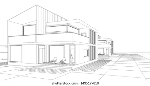 
house with attic 3d illustration