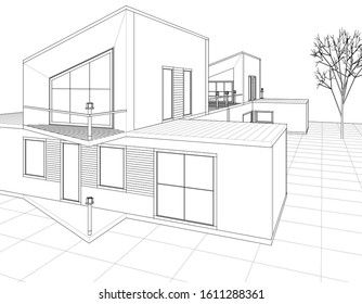 
house with attic 3d illustration