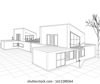 
house with attic 3d illustration