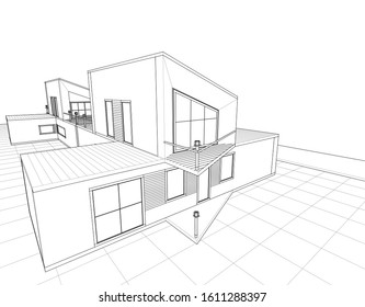 
house with attic 3d illustration