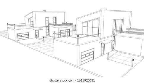 house with attic 3d illustration