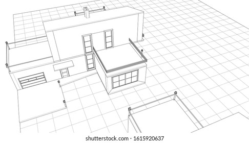 house with attic 3d illustration
