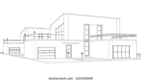 house with attic 3d illustration