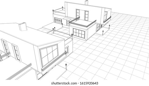 house with attic 3d illustration