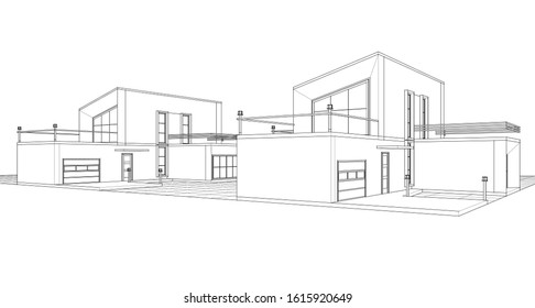 house with attic 3d illustration