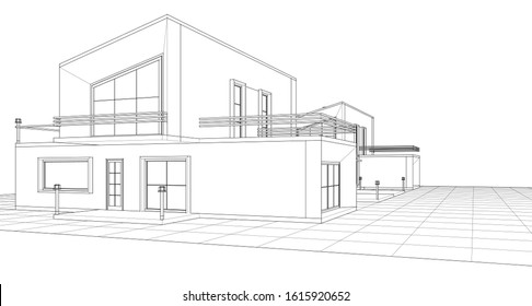 house with attic 3d illustration