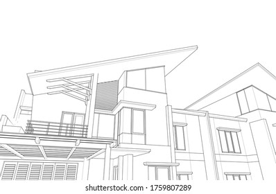 
house with attic 3d illustration