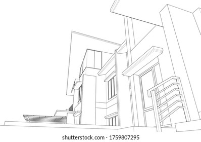 
casa con ilustración de attic 3d