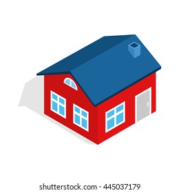 House with attic icon in isometric 3d style isolated on white background. Construction symbol
