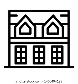 House with attic icon. Outline house with attic vector icon for web design isolated on white background