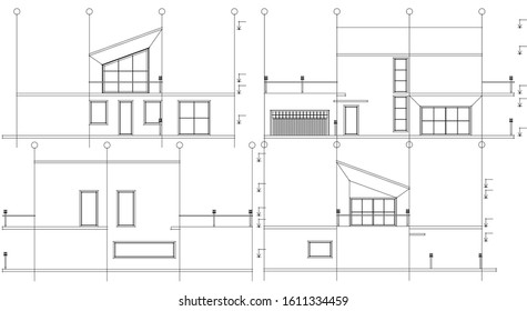 house with attic plan sketch 3d illustration 