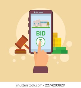 House auction online 2d vector illustration concept for banner, website, illustration, landing page, flyer