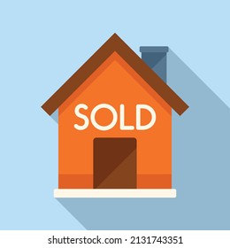 House Auction Sold Icon Flat Vector. Sell Price. Finance Process