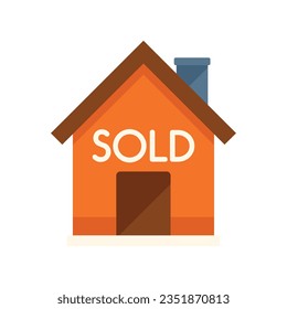 House auction sold icon flat vector. Sell price. Finance process isolated