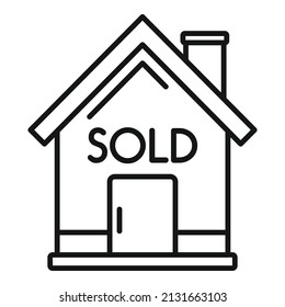 House Auction Sold Icon Outline Vector. Sell Price. Finance Process