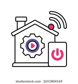 Vector de automatización de la casa Icono de estilo de ilustración de contorno lleno. Archivo EPS 10